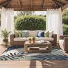 GENIMO Outdoor & Indoor Area Rug 5’x8′, Waterproof, Non-Shedding, Easy Cleaning, Leaf Mat for Patio, Living Room, Balcony, Dining Room, RV, Deck, Bedroom, Camping, Outside Carpet, Tropical Rust(Blue Grey)