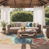 GENIMO Outdoor & Indoor Area Rug 5’x8′, Waterproof, Non-Shedding, Easy Cleaning, Leaf Mat for Patio, Living Room, Balcony, Dining Room, RV, Deck, Bedroom, Camping, Outside Carpet, Tropical Rust(Blue Paint)