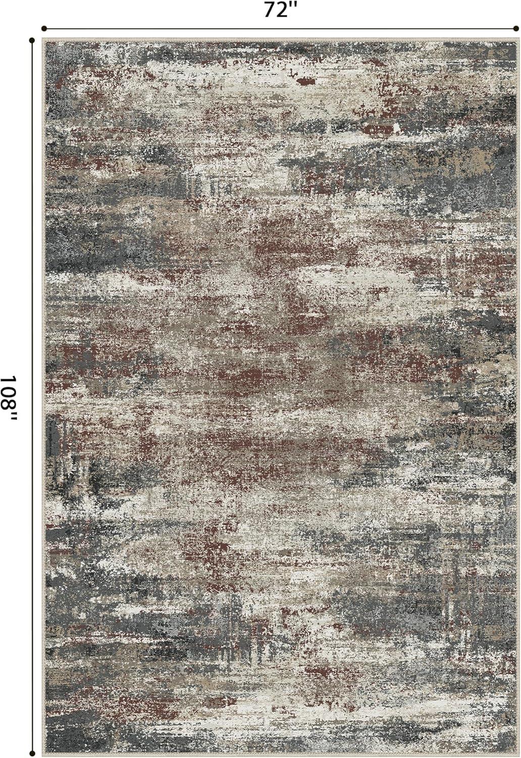 imageGENIMO 8x10 Area Rugs for Living Room Machine Washable Non Slip Rugs Low Pile Lightweight Vintage Print Rug for Bedroom Dining Room Home Office Distressed BlueGreyMystic Forest