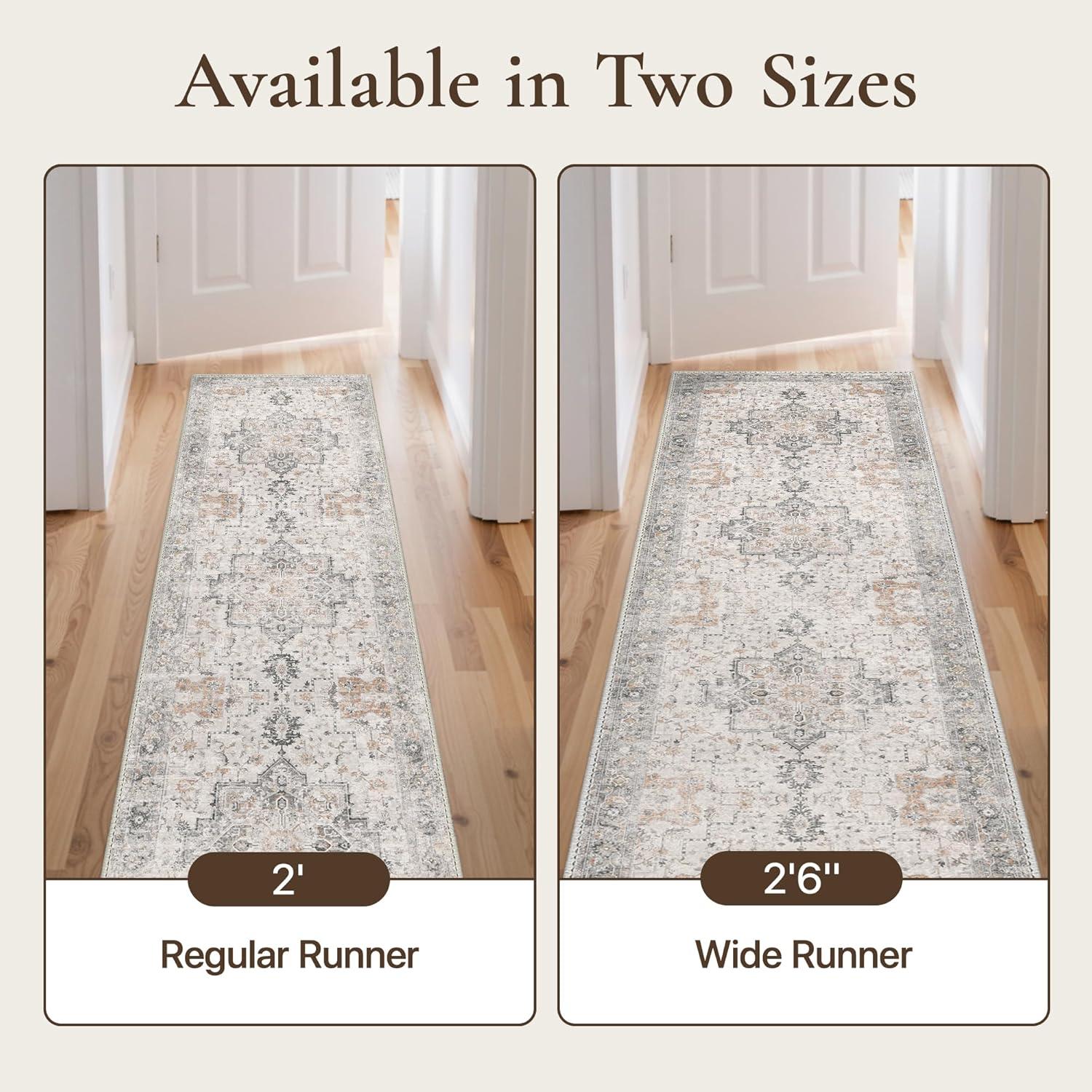 imageGENIMO 8x10 Area Rugs for Living Room Machine Washable Non Slip Rugs Low Pile Lightweight Vintage Print Rug for Bedroom Dining Room Home Office Distressed BlueGreyTaupe