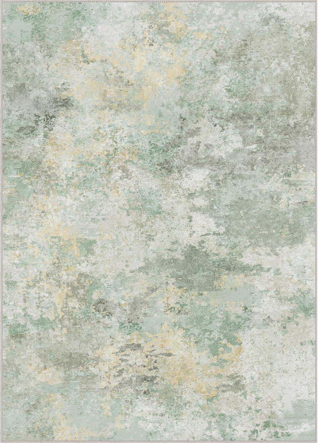 imageGENIMO 9x12 Area Rugs for Living Room Machine Washable Non Slip Rugs Low Pile Lightweight Print Rug for Bedroom Dining Room Home Office Vintage Brick RedMint Green