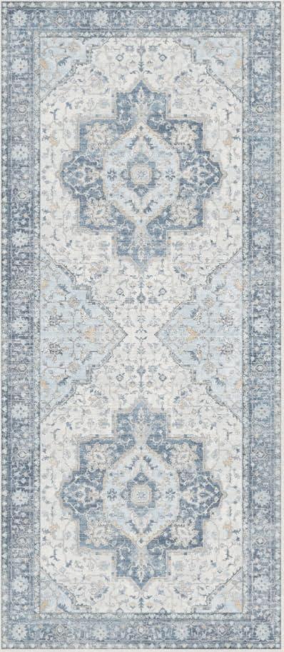 imageGENIMO 9x12 Area Rugs for Living Room Machine Washable Non Slip Rugs Low Pile Lightweight Print Rug for Bedroom Dining Room Home Office Vintage Brick RedLight Blue