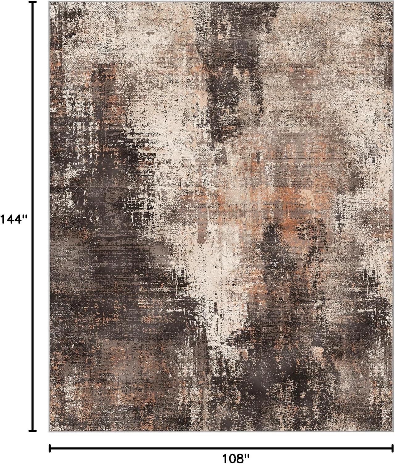 imageGENIMO 9x12 Area Rugs for Living Room Machine Washable Non Slip Rugs Low Pile Lightweight Print Rug for Bedroom Dining Room Home Office Vintage Brick RedBrown Orange