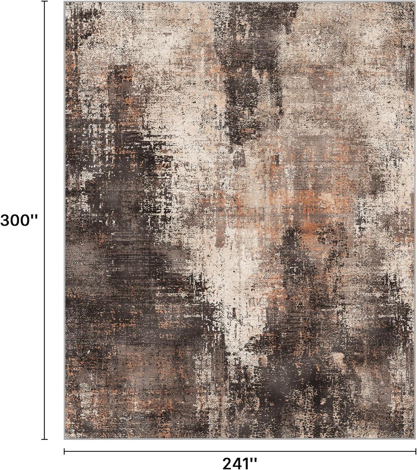 imageGENIMO 9x12 Area Rugs for Living Room Machine Washable Non Slip Rugs Low Pile Lightweight Print Rug for Bedroom Dining Room Home Office Vintage Brick RedBrown Orange