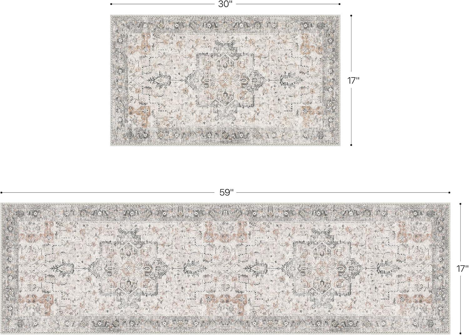 imageGENIMO 9x12 Area Rugs for Living Room Machine Washable Non Slip Rugs Low Pile Lightweight Print Rug for Bedroom Dining Room Home Office Vintage Brick RedTaupe