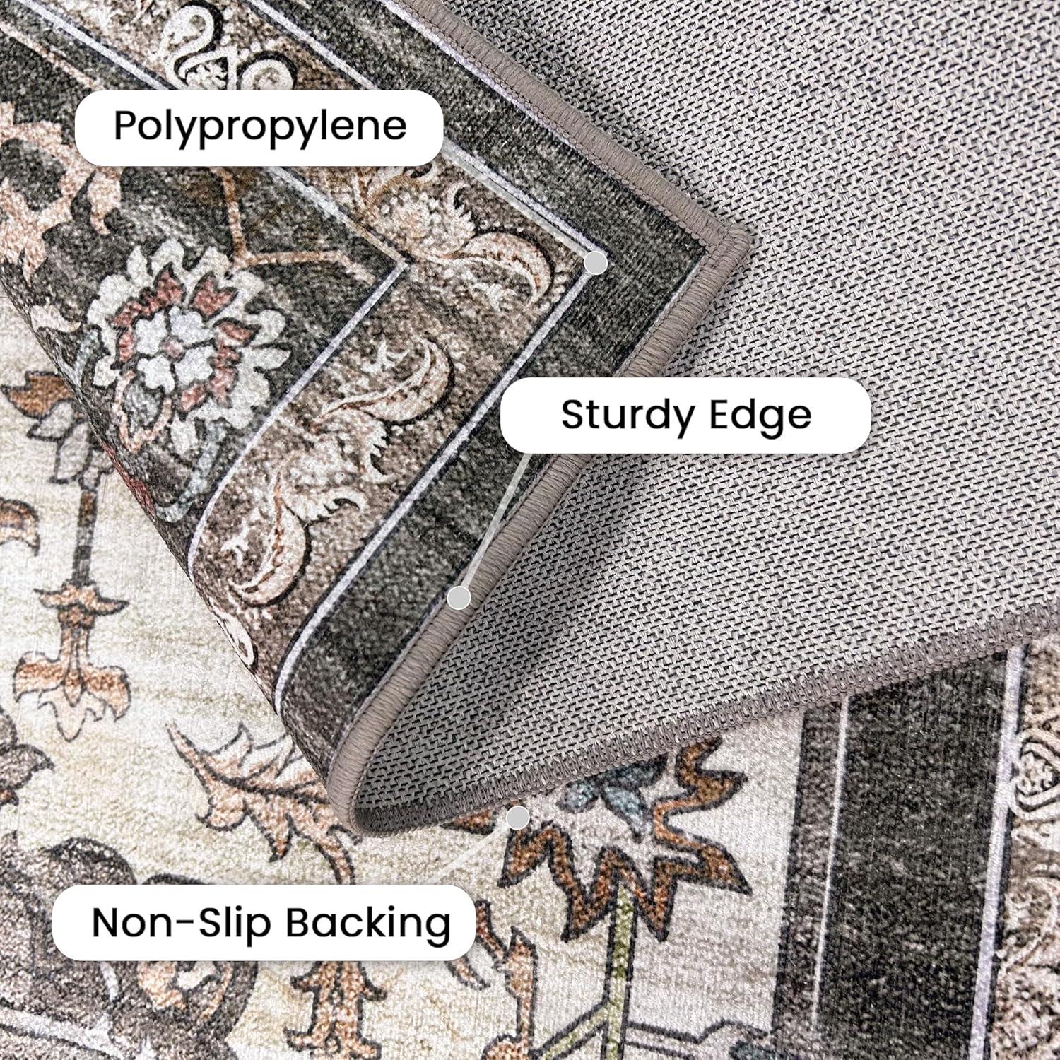 imageGENIMO 9x12 Area Rugs for Living Room Machine Washable Non Slip Rugs Low Pile Lightweight Print Rug for Bedroom Dining Room Home Office Vintage Brick RedSlate Gray