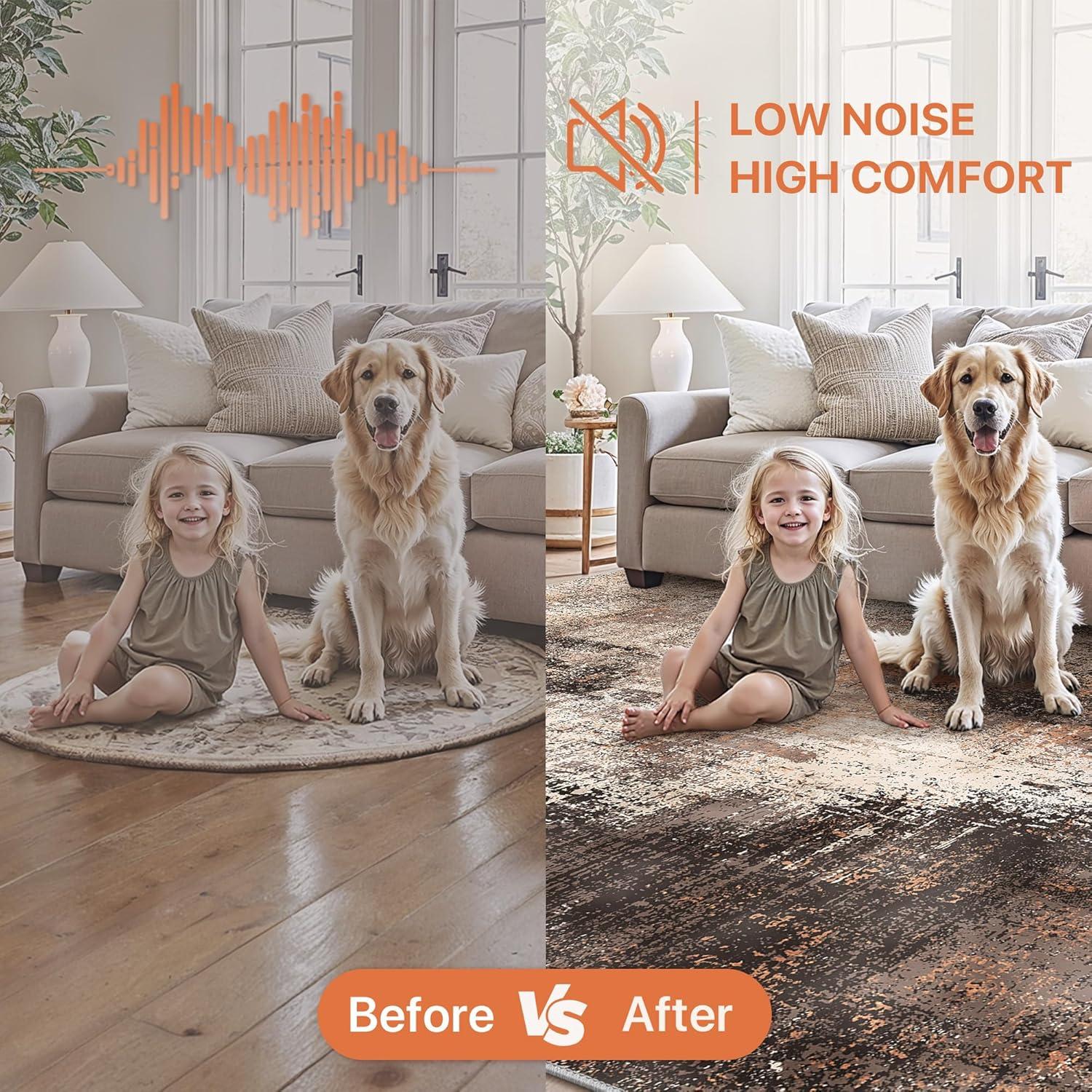 imageGENIMO 9x12 Area Rugs for Living Room Machine Washable Non Slip Rugs Low Pile Lightweight Print Rug for Bedroom Dining Room Home Office Vintage Brick RedBrown Orange