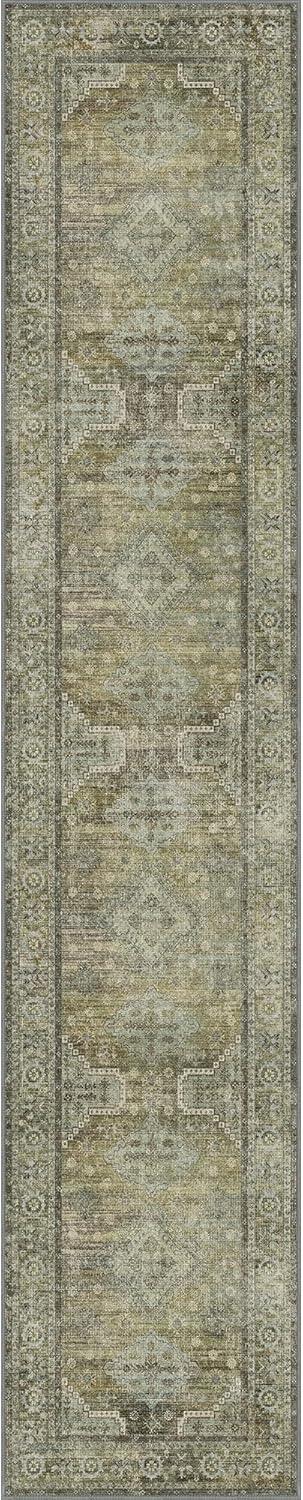 imageGENIMO 9x12 Area Rugs for Living Room Machine Washable Non Slip Rugs Low Pile Lightweight Print Rug for Bedroom Dining Room Home Office Vintage Brick RedDistressed Sage