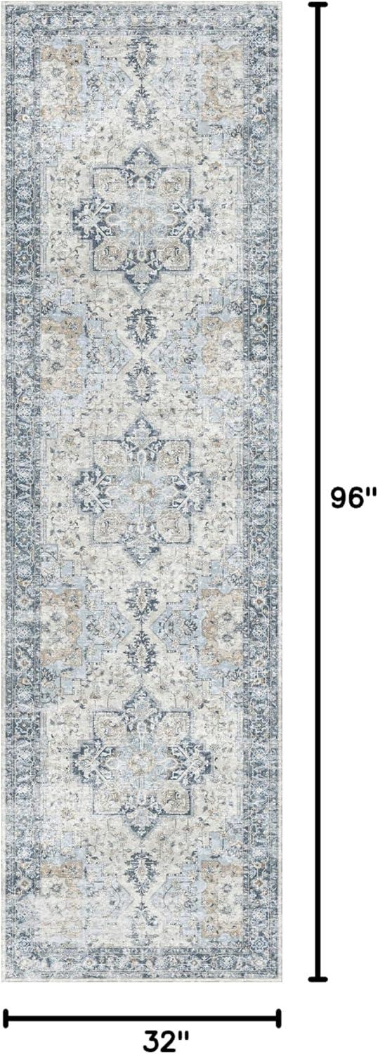 imageGENIMO 9x12 Area Rugs for Living Room Machine Washable Non Slip Rugs Low Pile Lightweight Print Rug for Bedroom Dining Room Home Office Vintage Brick RedBluegold