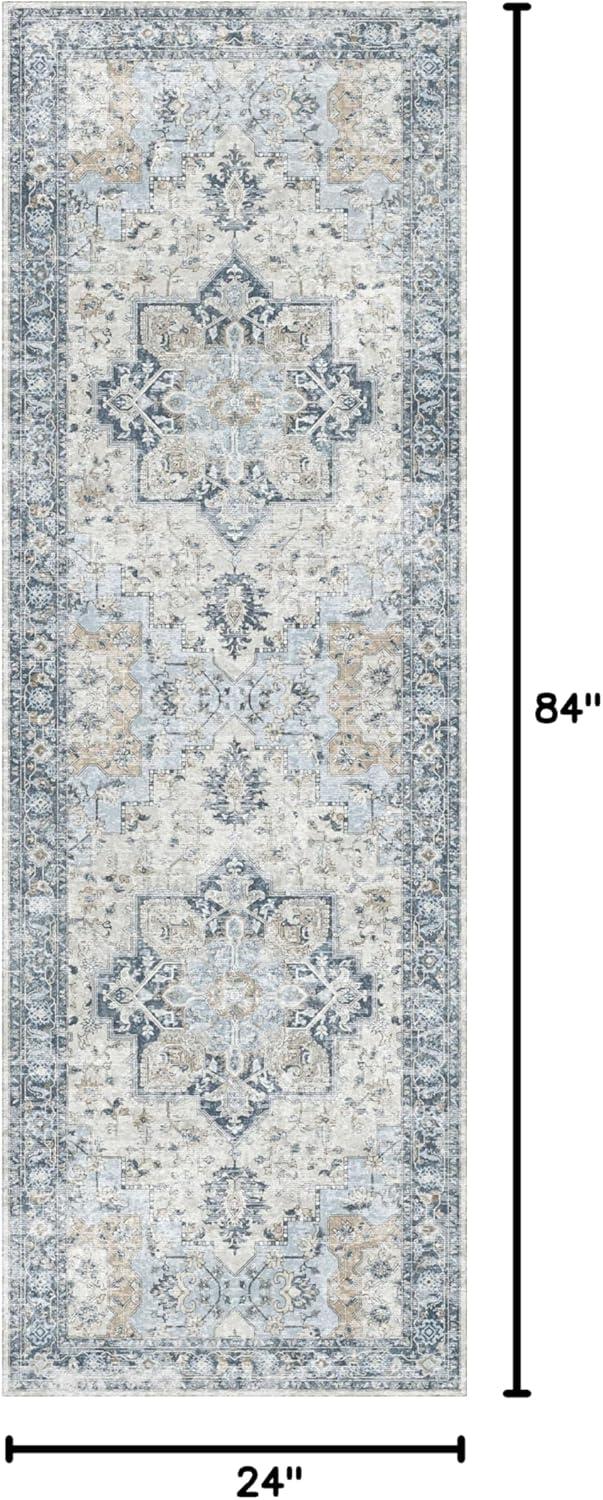 imageGENIMO 9x12 Area Rugs for Living Room Machine Washable Non Slip Rugs Low Pile Lightweight Print Rug for Bedroom Dining Room Home Office Vintage Brick RedBluegold