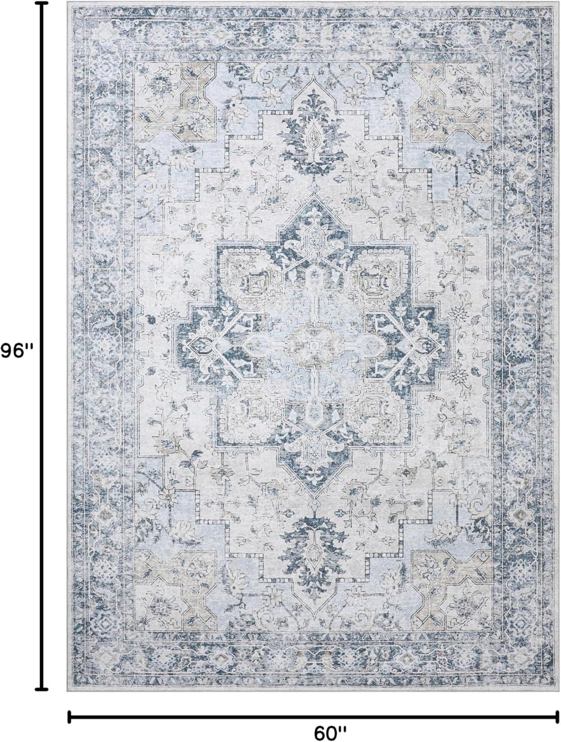 imageGENIMO 9x12 Area Rugs for Living Room Machine Washable Non Slip Rugs Low Pile Lightweight Print Rug for Bedroom Dining Room Home Office Vintage Brick RedBluegold