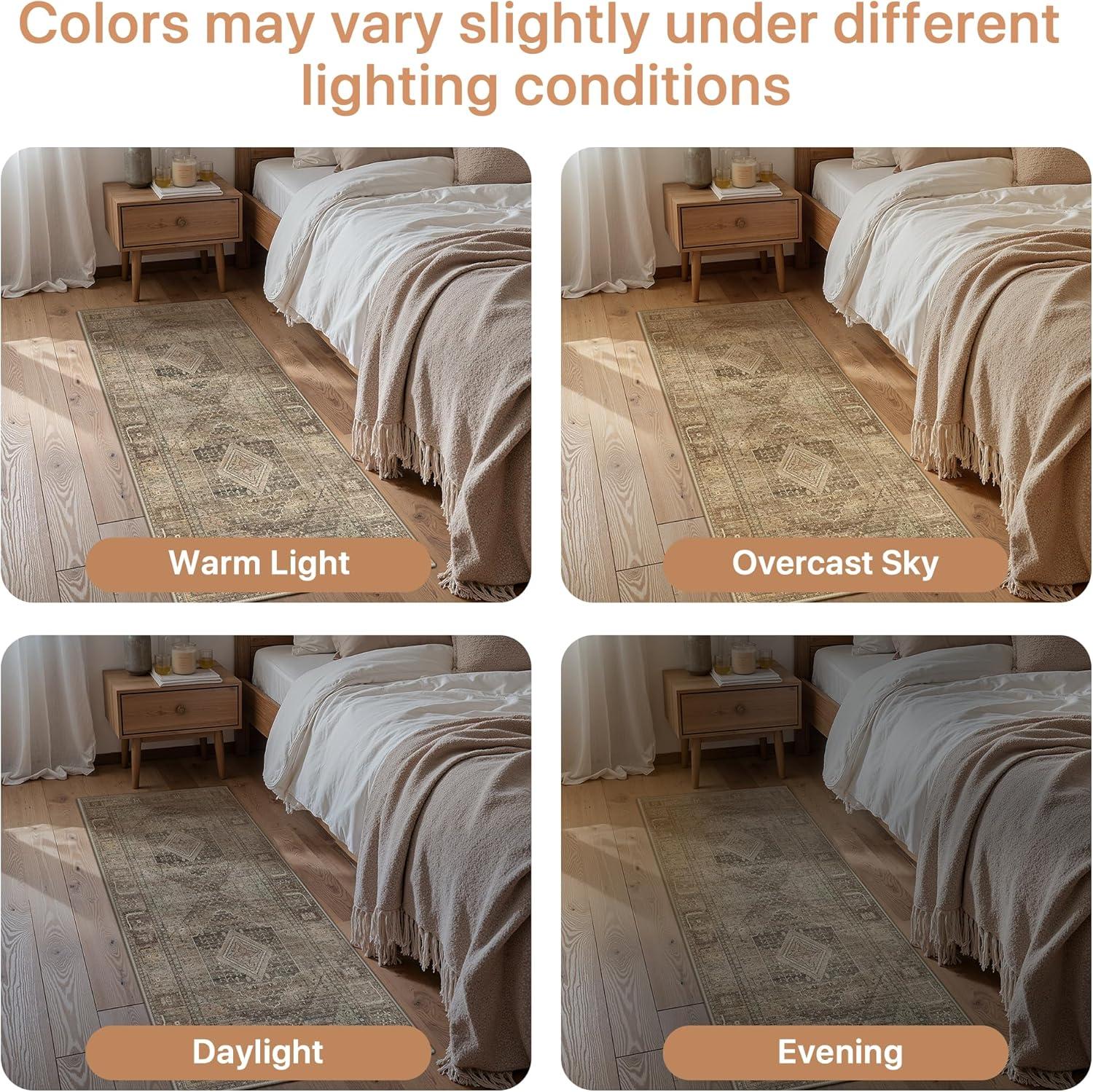 imageGENIMO 9x12 Area Rugs for Living Room Machine Washable Non Slip Rugs Low Pile Lightweight Print Rug for Bedroom Dining Room Home Office Vintage Brick RedChestnut Brown