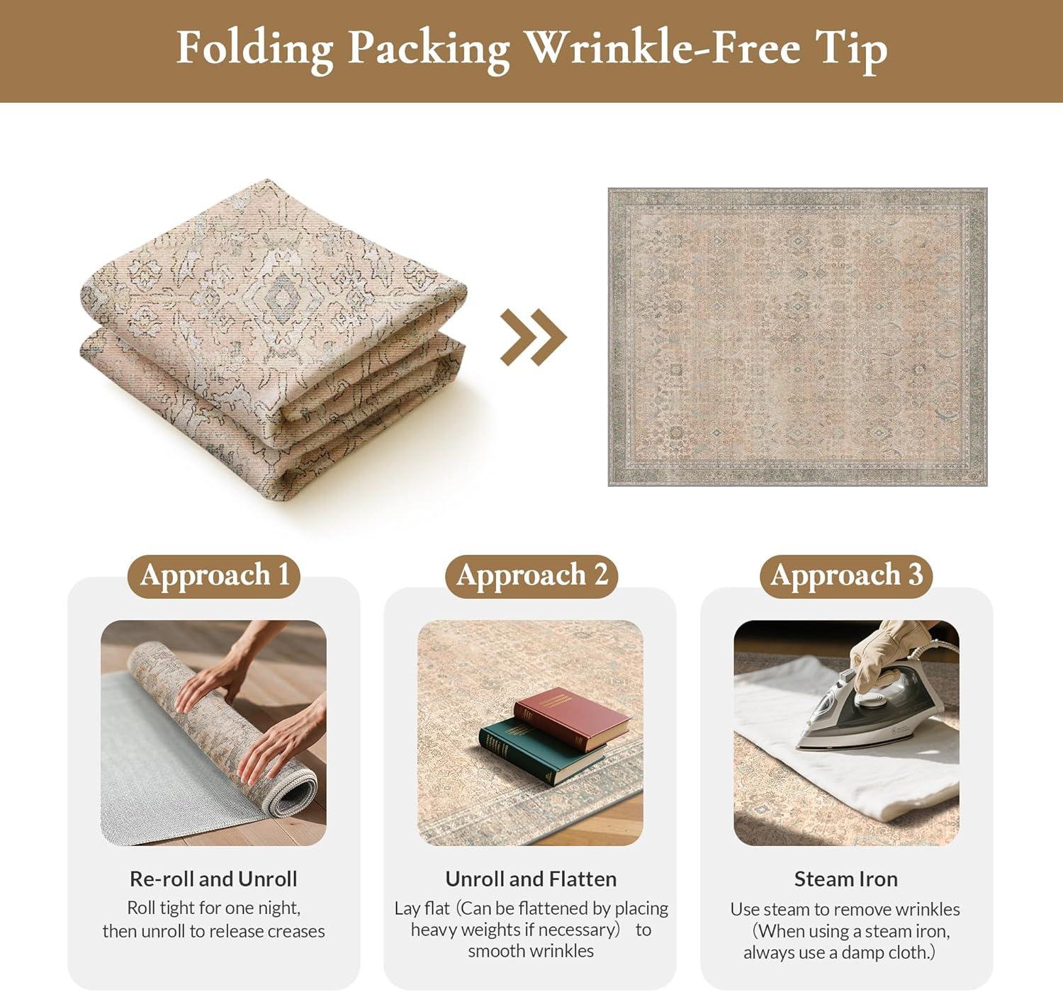imageGENIMO 9x12 Area Rugs for Living Room Machine Washable Non Slip Rugs Low Pile Lightweight Print Rug for Bedroom Dining Room Home Office Vintage Brick RedOatmeal Beige
