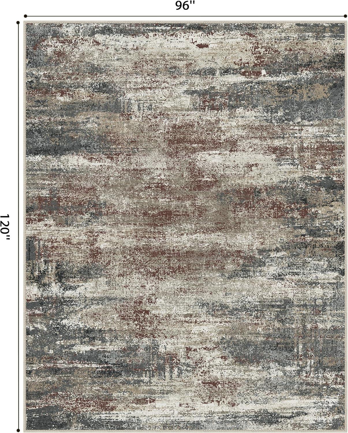 imageGENIMO 9x12 Area Rugs for Living Room Machine Washable Non Slip Rugs Low Pile Lightweight Print Rug for Bedroom Dining Room Home Office Vintage Brick RedMystic Forest