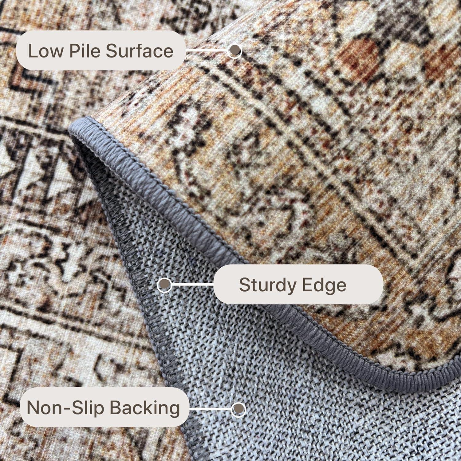 imageGENIMO 9x12 Area Rugs for Living Room Machine Washable Non Slip Rugs Low Pile Lightweight Print Rug for Bedroom Dining Room Home Office Vintage Brick RedVintage Clay