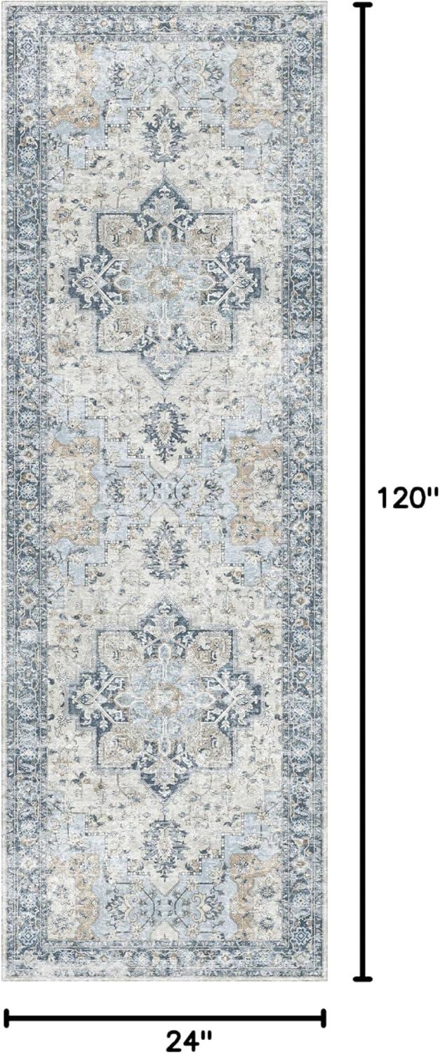 imageGENIMO 9x12 Area Rugs for Living Room Machine Washable Non Slip Rugs Low Pile Lightweight Print Rug for Bedroom Dining Room Home Office Vintage Brick RedBluegold