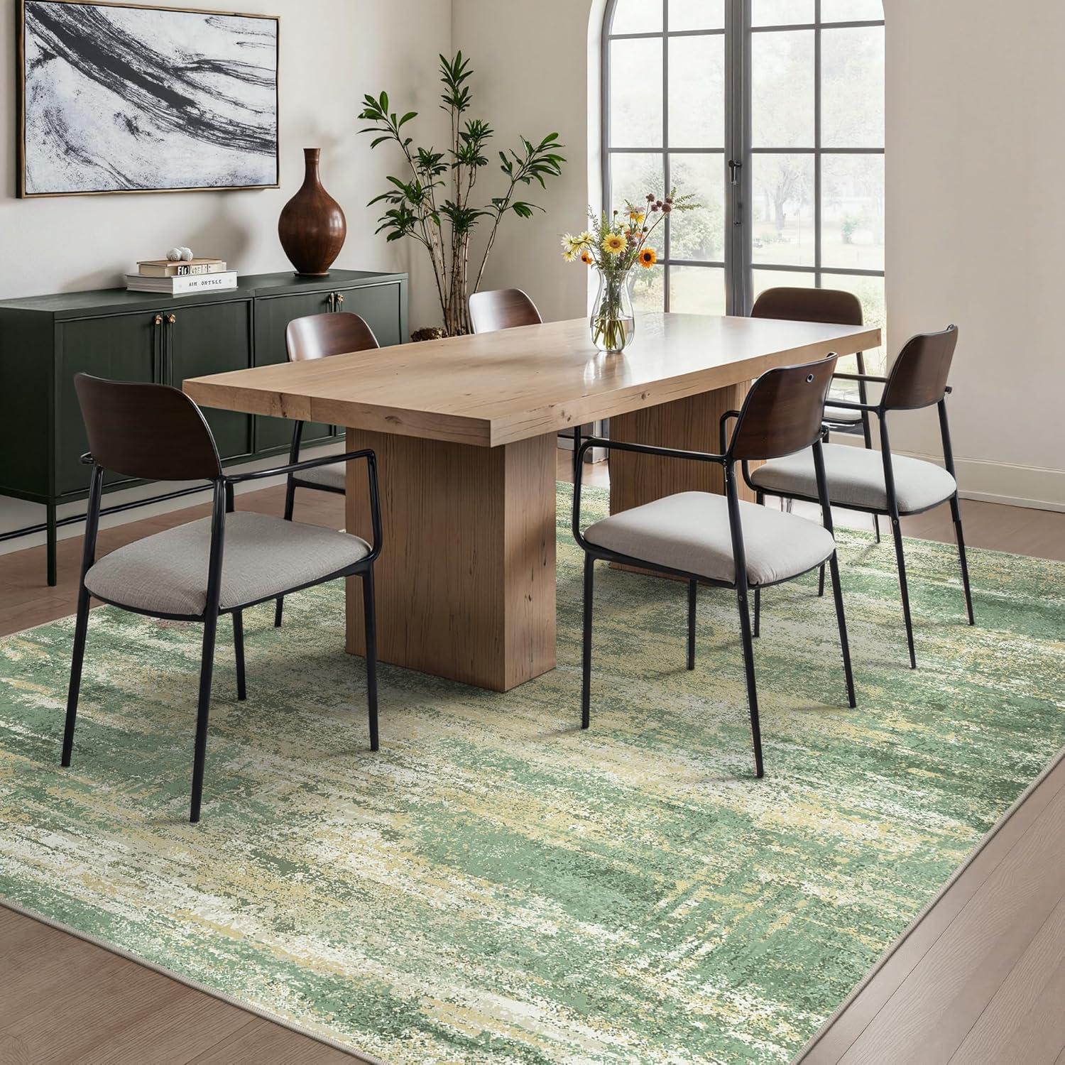 imageGENIMO 9x12 Area Rugs for Living Room Machine Washable Non Slip Rugs Low Pile Lightweight Print Rug for Bedroom Dining Room Home Office Vintage Brick RedDesert Dawn