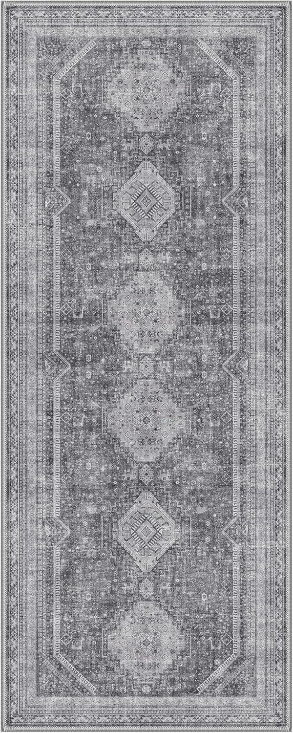 imageGENIMO 9x12 Area Rugs for Living Room Machine Washable Non Slip Rugs Low Pile Lightweight Print Rug for Bedroom Dining Room Home Office Vintage Brick RedArea Vintage Grey