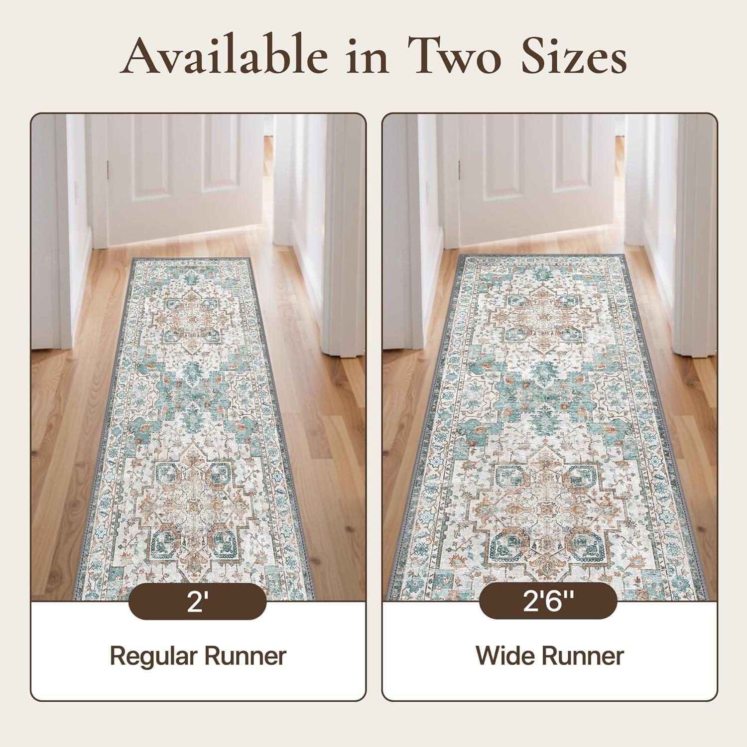 imageGENIMO 9x12 Area Rugs for Living Room Machine Washable Non Slip Rugs Low Pile Lightweight Print Rug for Bedroom Dining Room Home Office Vintage Brick RedCyan