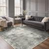 GENIMO 8×10 Area Rugs for Living Room, Machine Washable Non Slip Rugs, Low Pile Lightweight Vintage Print Rug for Bedroom, Dining Room, Home Office, Distressed Blue/Grey(Distressed Grey)