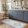 GENIMO 8×10 Area Rugs for Living Room, Machine Washable Non Slip Rugs, Low Pile Lightweight Vintage Print Rug for Bedroom, Dining Room, Home Office, Distressed Blue/Grey(Light Blue)