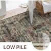 GENIMO 8×10 Area Rugs for Living Room, Machine Washable Non Slip Rugs, Low Pile Lightweight Vintage Print Rug for Bedroom, Dining Room, Home Office, Distressed Blue/Grey(Dark Scarlet)