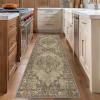 GENIMO 8×10 Area Rugs for Living Room, Machine Washable Non Slip Rugs, Low Pile Lightweight Vintage Print Rug for Bedroom, Dining Room, Home Office, Distressed Blue/Grey(Rustic Brown)