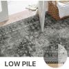 GENIMO 8×10 Area Rugs for Living Room, Machine Washable Non Slip Rugs, Low Pile Lightweight Vintage Print Rug for Bedroom, Dining Room, Home Office, Distressed Blue/Grey(Charcoal Gray)