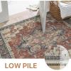 GENIMO 8×10 Area Rugs for Living Room, Machine Washable Non Slip Rugs, Low Pile Lightweight Vintage Print Rug for Bedroom, Dining Room, Home Office, Distressed Blue/Grey(Bordeaux)