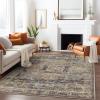 GENIMO 8×10 Area Rugs for Living Room, Machine Washable Non Slip Rugs, Low Pile Lightweight Vintage Print Rug for Bedroom, Dining Room, Home Office, Distressed Blue/Grey(Tawny Sage)