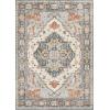 GENIMO 8×10 Area Rugs for Living Room, Machine Washable Non Slip Rugs, Low Pile Lightweight Vintage Print Rug for Bedroom, Dining Room, Home Office, Distressed Blue/Grey(Vintage Blue/Amber)