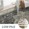 GENIMO 8×10 Area Rugs for Living Room, Machine Washable Non Slip Rugs, Low Pile Lightweight Vintage Print Rug for Bedroom, Dining Room, Home Office, Distressed Blue/Grey(Muted Charcoal Beige)