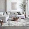 GENIMO 8×10 Area Rugs for Living Room, Machine Washable Non Slip Rugs, Low Pile Lightweight Vintage Print Rug for Bedroom, Dining Room, Home Office, Distressed Blue/Grey(Grey White)