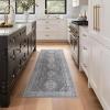 GENIMO 8×10 Area Rugs for Living Room, Machine Washable Non Slip Rugs, Low Pile Lightweight Vintage Print Rug for Bedroom, Dining Room, Home Office, Distressed Blue/Grey(Area Vintage Grey)