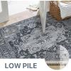 GENIMO 8×10 Area Rugs for Living Room, Machine Washable Non Slip Rugs, Low Pile Lightweight Vintage Print Rug for Bedroom, Dining Room, Home Office, Distressed Blue/Grey(Dark Gray)