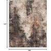 GENIMO 8×10 Area Rugs for Living Room, Machine Washable Non Slip Rugs, Low Pile Lightweight Vintage Print Rug for Bedroom, Dining Room, Home Office, Distressed Blue/Grey(Brown Orange)
