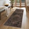 GENIMO 8×10 Area Rugs for Living Room, Machine Washable Non Slip Rugs, Low Pile Lightweight Vintage Print Rug for Bedroom, Dining Room, Home Office, Distressed Blue/Grey(Charcoal Brown)