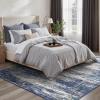 GENIMO 8×10 Area Rugs for Living Room, Machine Washable Non Slip Rugs, Low Pile Lightweight Vintage Print Rug for Bedroom, Dining Room, Home Office, Distressed Blue/Grey(Blue Ivory)