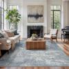 GENIMO 8×10 Area Rugs for Living Room, Machine Washable Non Slip Rugs, Low Pile Lightweight Vintage Print Rug for Bedroom, Dining Room, Home Office, Distressed Blue/Grey(Haze Blue)