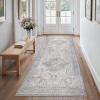 GENIMO 8×10 Area Rugs for Living Room, Machine Washable Non Slip Rugs, Low Pile Lightweight Vintage Print Rug for Bedroom, Dining Room, Home Office, Distressed Blue/Grey(Khaki Blue)