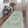 GENIMO 8×10 Area Rugs for Living Room, Machine Washable Non Slip Rugs, Low Pile Lightweight Vintage Print Rug for Bedroom, Dining Room, Home Office, Distressed Blue/Grey(Sky Blue)