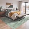 GENIMO 8×10 Area Rugs for Living Room, Machine Washable Non Slip Rugs, Low Pile Lightweight Vintage Print Rug for Bedroom, Dining Room, Home Office, Distressed Blue/Grey(Washed Cream Green)