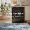 GENIMO 8×10 Area Rugs for Living Room, Machine Washable Non Slip Rugs, Low Pile Lightweight Vintage Print Rug for Bedroom, Dining Room, Home Office, Distressed Blue/Grey(Washed Mist Blue)