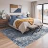 GENIMO 8×10 Area Rugs for Living Room, Machine Washable Non Slip Rugs, Low Pile Lightweight Vintage Print Rug for Bedroom, Dining Room, Home Office, Distressed Blue/Grey(Deep Sea Blue)