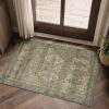 GENIMO 8×10 Area Rugs for Living Room, Machine Washable Non Slip Rugs, Low Pile Lightweight Vintage Print Rug for Bedroom, Dining Room, Home Office, Distressed Blue/Grey(Muted Sage Khaki)