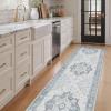 GENIMO 8×10 Area Rugs for Living Room, Machine Washable Non Slip Rugs, Low Pile Lightweight Vintage Print Rug for Bedroom, Dining Room, Home Office, Distressed Blue/Grey(Light Blue)