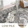 GENIMO 8×10 Area Rugs for Living Room, Machine Washable Non Slip Rugs, Low Pile Lightweight Vintage Print Rug for Bedroom, Dining Room, Home Office, Distressed Blue/Grey(Slate Gray)