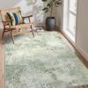 GENIMO 8×10 Area Rugs for Living Room, Machine Washable Non Slip Rugs, Low Pile Lightweight Vintage Print Rug for Bedroom, Dining Room, Home Office, Distressed Blue/Grey(Ice Cream Green)