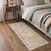 GENIMO 8×10 Area Rugs for Living Room, Machine Washable Non Slip Rugs, Low Pile Lightweight Vintage Print Rug for Bedroom, Dining Room, Home Office, Distressed Blue/Grey(Warm Brown)