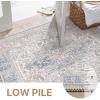 GENIMO 8×10 Area Rugs for Living Room, Machine Washable Non Slip Rugs, Low Pile Lightweight Vintage Print Rug for Bedroom, Dining Room, Home Office, Distressed Blue/Grey(Khaki Blue)